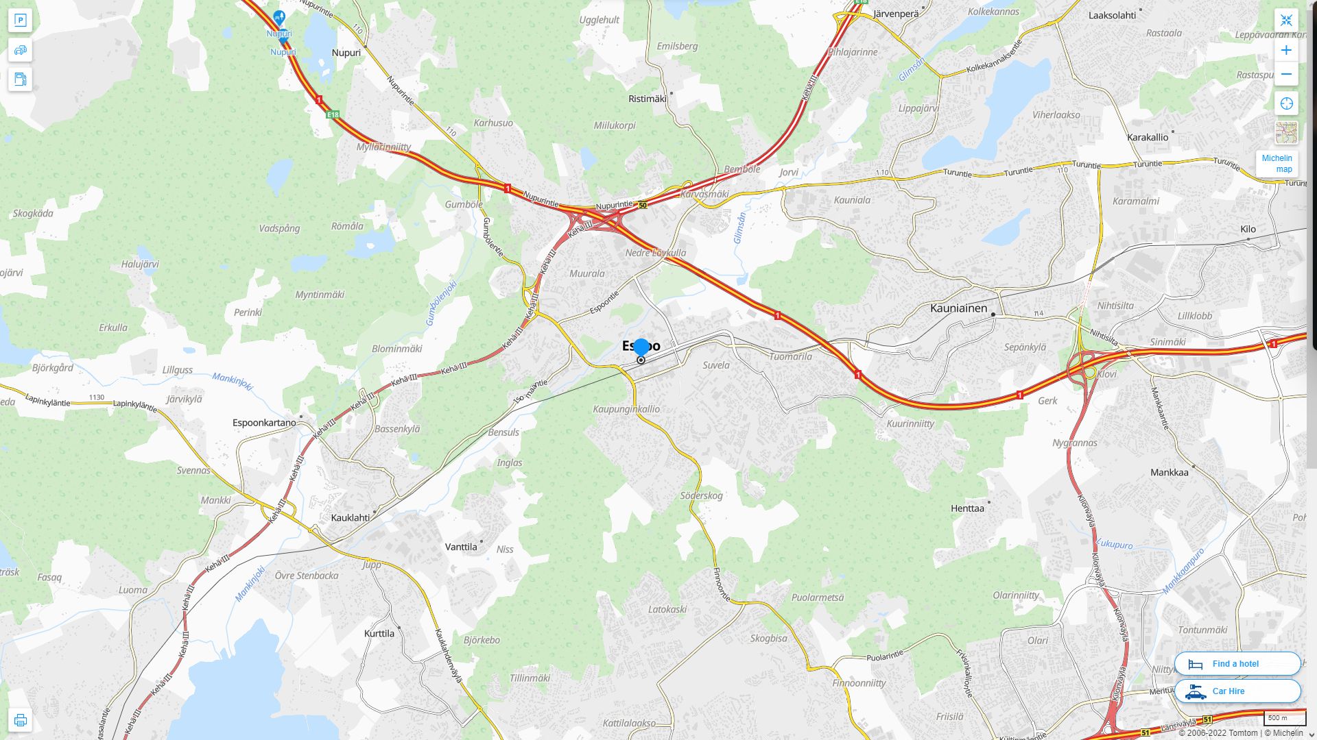 Espoo Finlande Autoroute et carte routiere